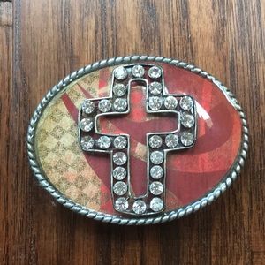Rhinestone Cross Belt Buckle